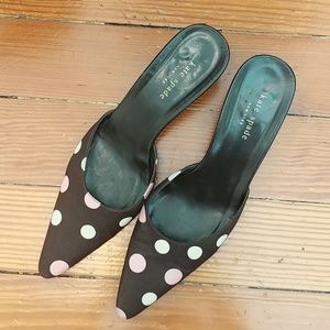 Vintage Kate Spade polka dot mules kitten heels
